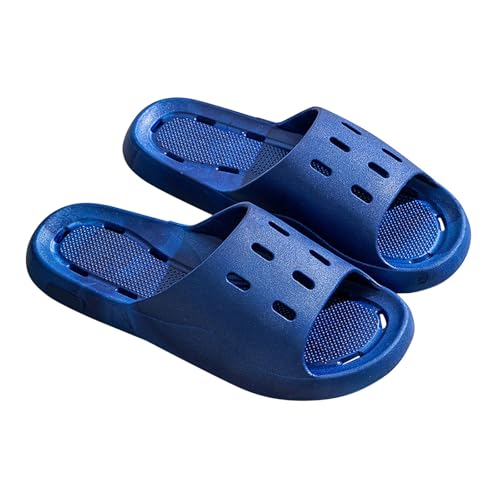 Vardagliga damsandaler läder kil sandaler för kvinnor ortopediska diabilder bågstöd skor tofflor med plantar fasciit glidare tjocka kudde tofflor sko med bekväm plantar fasciit, BLÅ, 38.5 EU