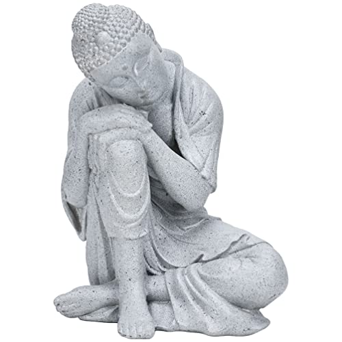 TERESA'S COLLECTIONS Statue de Bouddha en Pierre de Jardin et Intérieur, Sculpture de Bouddha Shiva en Résine Grise, Figurine d'artisanat Zen, Ornement de Bouddha Shiva Jardin, Résistante au Gel 20cm