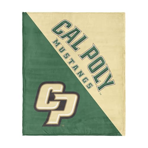 Northwest NCAA Cal Poly Mustangs Halftone Silk Touch Throw Blanket, Ultra Soft Plush Polyester, Lightweight Warm Decorative Fan Gift, 46 x 60 in