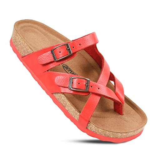 Image of AEROTHOTIC Recovery Slides for Women Cork Footbed Adjustable Straps Sandals