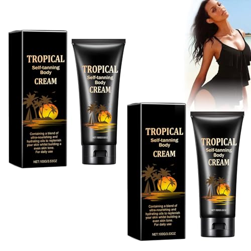 2 Piezas Self Tan Locion Corporal Bronceadora, Mousse Autobronceadora Con Aceite de Coco, Aceite Autobronceador Líquido Natural, Aspecto Natural Bronceador Cuerpo Y Facial, Para Todo Tipo de Pieles