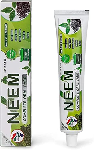 Pack Of 6 - Organic Neem 10 In 1 Fluoride Free Toothpaste - Neem, Clove, Black Seed, Cardamon, Aloe Vera, Tea Tree Oil, Miswak, Clove - Herbal Blend - 7.05 Oz #TOP1