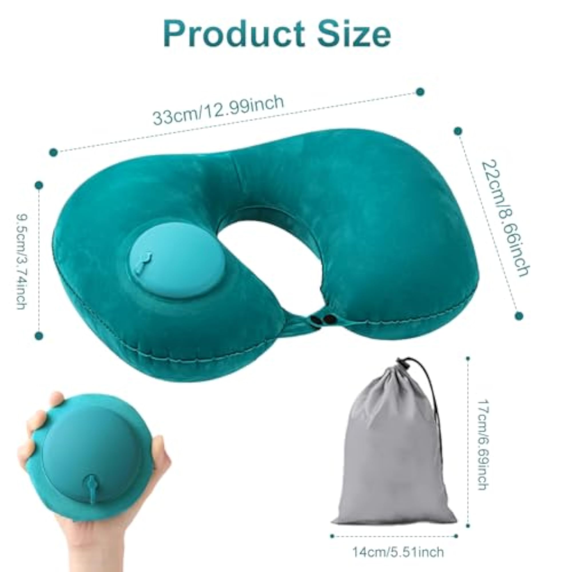 Inflatable U-Shaped Neck Pillow with Earplugs and Blindfold