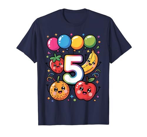 5th Birthday Kids Cute Fruit Party Five Years Old Fun T�V���c