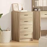 Gecheer Aparador con cajones, diseño Moderno para Almacenamiento de vajilla y Ropa de Cama en Madera contrachapada Acabado Roble Sonoma para Comedor o Sala
