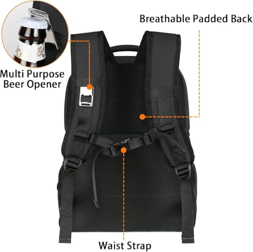 MATEIN Backpack Cooler for Men Women, 40 Cans Insulated Lunch Cooler Backpack Double Layer Cooler Bag, Leak-Proof Soft Lunch Box Back Pack with Cooler Compartment Beer Gifts for Picnic Beach, Black by MATEIN - Image 4