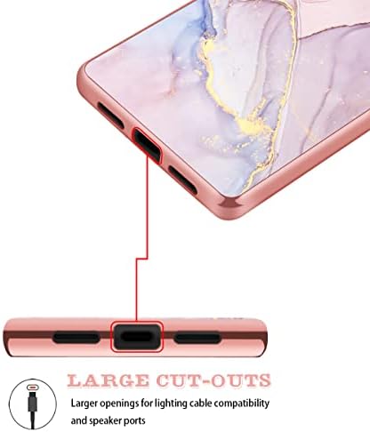 Fingic Pixel 6 Case,Google Pixel 6 Case, Marble Rose Gold Thin Slim Fit Girl Women Men Hard PC Soft TPU Rugged Bumper Shockproof Anti-Scratch Hybrid Protective Cover Case for Google Pixel 6,6.4"