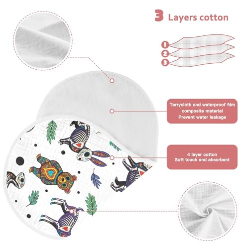 J JOYSAY Deer Rabbit Skull White Baby Burp Cloths for Boys Girls Large 22''x11'' Cotton 4 Layer Baby Items Must Haves for Infant Drool one sizex43