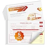 Log Book for Truck Drivers – Daily HOS Log Book with 7 & 8 Day Recap, 2-Ply Carbonless, 35 Sets per Book, 5-Pack, 5.5