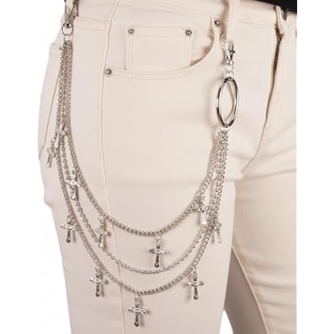 SABOZEㅤ Cross Wallet Chain for Men – Streetwear Pants Chain with Cross Pendant, Hip Hop Jeans Accessories for Biker & Rapper Outfits Cover