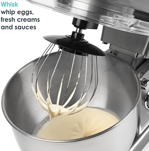 Salter EK4245GUNMETAL Stand Mixer with 6 Speed Settings, 5 L, Includes Whisk, Dough Hook, Beater, Removable Splash Guard, 1200 W, Cakes & Bread, Ideal for Beginners, Gunmetal Grey/Stainless Steel