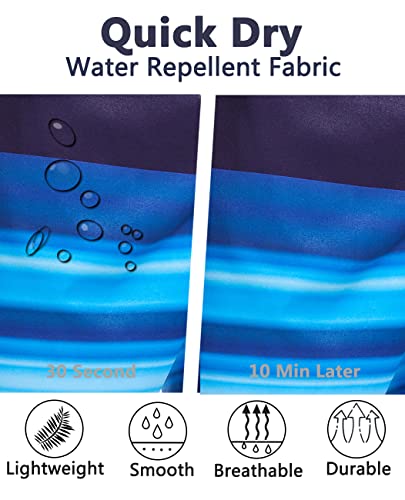 Difficort Mens Swim Trunks With Compression Liner Quick Dry Bathing Suits Shorts With Zipper Pockets,Gradient Blue Stripe,Large #TOP5