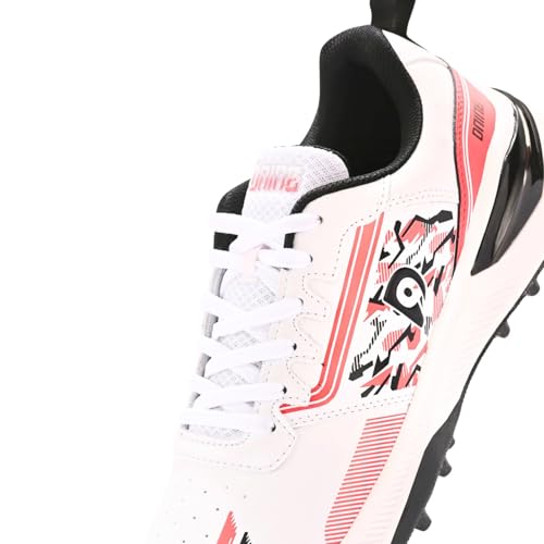Image of DNINE Performer, Men, Rubber Studs Cricket Shoe White /Red /Black & White /Lemon