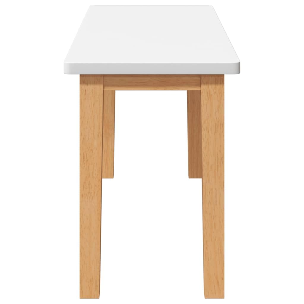 Panca da 90 cm in legno massiccio dell'albero della gomma, con cuscino imbottito, portata 110 kg, per cucina, sala da pranzo, corridoio e soggiorno, bianco naturale
