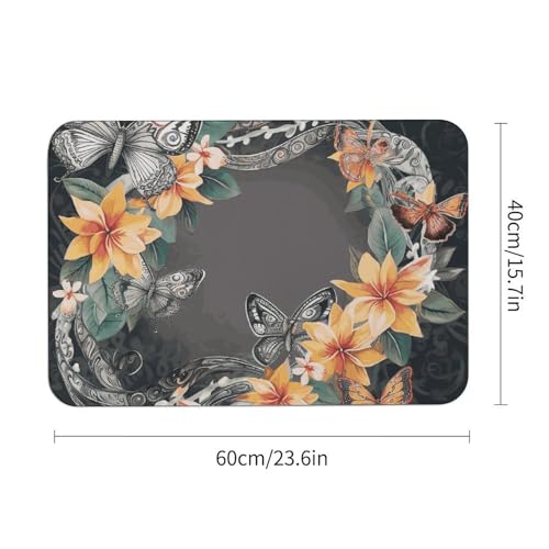 Tapis absorbant papillons 60x40 cm antidérapant intérieur extérieur