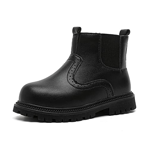 Peggy Piggy Girls Ankle Boots Chelsea Boots Fashion Side Zipper Boots Lace Up Waterproof Combat Shoes For Toddler/Little Kid(Pp2222-Blk-28) #TOP12