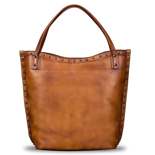 Bolso bandolera de cuero genuino para mujer color marrón miniatura 2