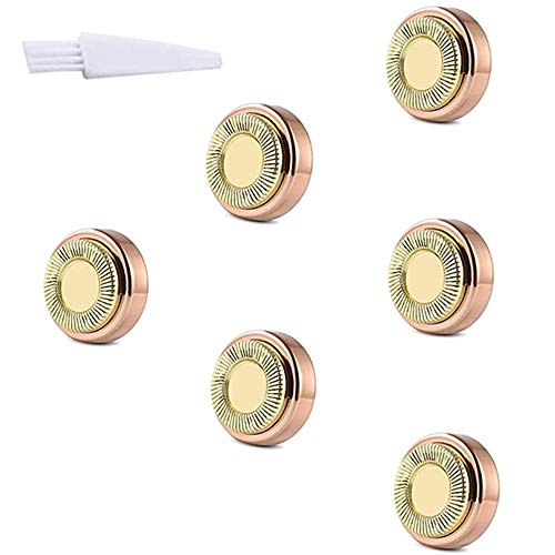 Flawless Facial Hair Remove Replacement Heads for Women,Painless Facial Hair Remover Trimmer Blade with Cleaning Brush, Perfect Touch and Smooth Finishing and, As Seen On TV,Rose Gold-Plated (6Pcs)