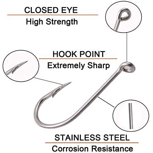 SYXYSM 140. PCS Edelstahl Angelhaken Set Salzwasserkreis Stachelfischhaken – Bild 5