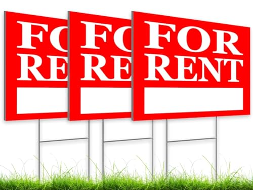 3X 12x8 inch For Rent Sign With H-Stakes Single Sided