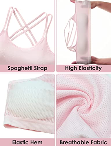 Happy Cherry Teens Girls Adjustable Training Bras Cotton Seamless Padded Lightable Sports Bra for Big Kids4