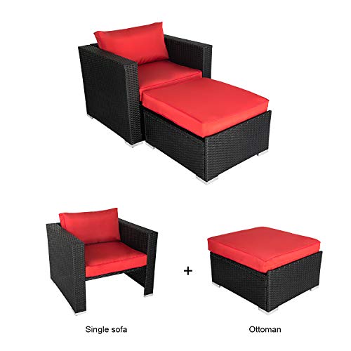Kinsunny Outdoor Sofa Furniture Black Pe Wicker Lounge Chair With Ottoman Sectional Conversation Set, Infinitely Combination Cushion Wicker Patio Sofa Sets #TOP6