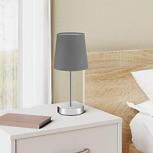 Nachttischlampe Monzana mit Stoffschirm in Grau, Taupe und Anthrazit