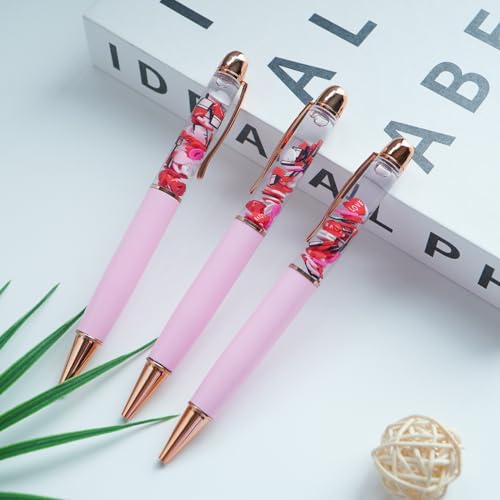 Image of Lipstick Love Letters Heart Valentine's Romantic Funny Pens Cute Floater Floating Liquid Writing Journaling Office Pen Unique Gift For Women Men