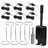 14Pcs Ice Fishing Anchor Tool Kit,Universal Ice Fishing Anchor Tool with Ice Anchor Drill Adapter,Solid Rope Hanger,Ice Fishing Tent Stakes,1/4