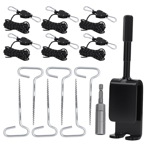 14Pcs Ice Fishing Anchor Tool Kit,Universal Ice Fishing Anchor Tool with Ice Anchor Drill Adapter,Solid Rope Hanger,Ice Fishing Tent Stakes,1/4