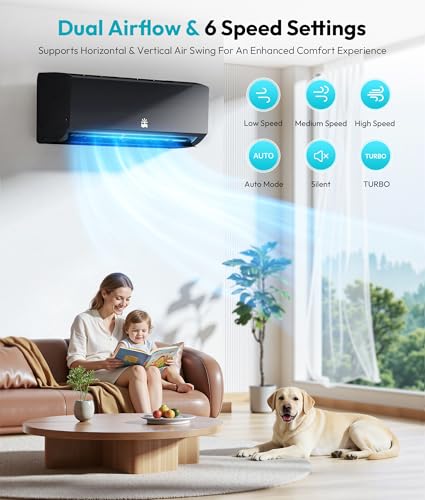 Image of Rellytech Mini Split AC /Heating System - 12000 BTU Wifi Mini Split AC Unit Inverter Heating and Cooling, 20 SEER2 115V Energy Efficient Air Conditioner Up to 750sq.ft, Installation Kit, Black