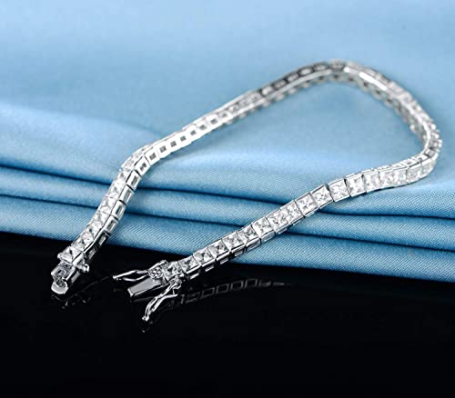 Gemsme White Gold Plated Square Bracelet for Women Classic Hypoallergenic 3.0mm Cubic Zirconia Tennis Bracelets 6.0/6.5/7.0/7.25/7.5/8.0 Inch4