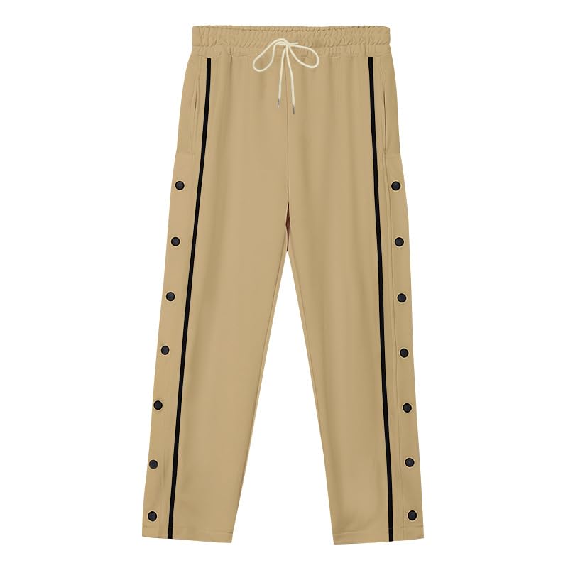 Men Spring/Autumn Hip Hop Sports Pants Button Down Elastic Waist Drawstring Jogging Pants with Pocket3