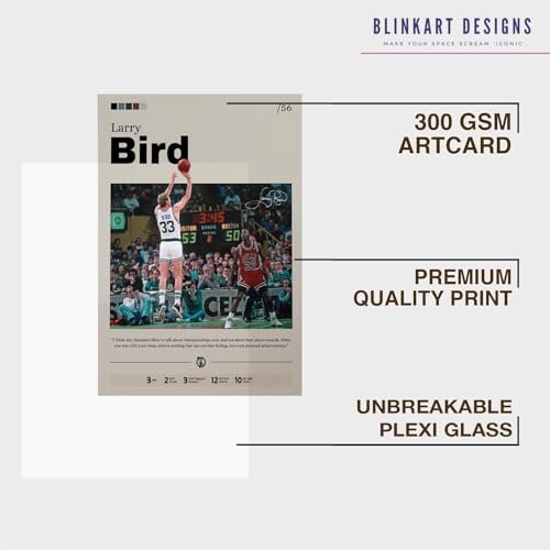 Image of BLINKART Larry Bird | Nba Basketball Player | Synthetic Wood Photo Framed Wall Hanging Poster For Room & Office Bedroom Living Boys And Girl Room Home Wall Hanging | 13x10 Inches