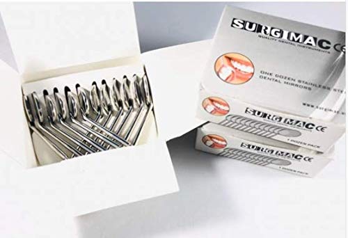 SurgiMac Dental Mirrors, Cone Socket #4, 22mm, Front Surface, 12-Piece Box