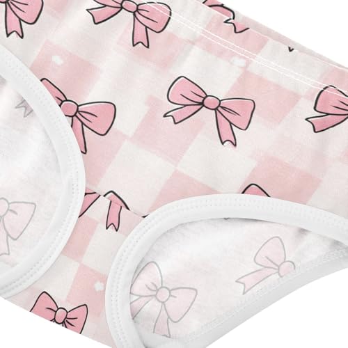 Wusikd Cute Pink Bows Checkered Girls' Underwear Cotton Girls Briefs Soft Toddler Underwear 2T4