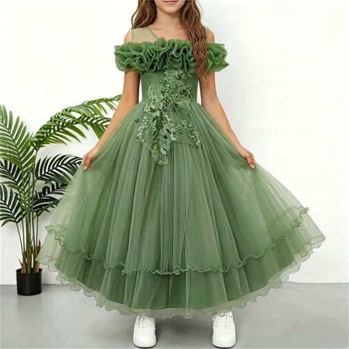 Vestido de fiesta para niñas cómodo y elástico con hombros descubiertos para evitar rozaduras en galas 2