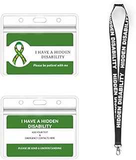 Patterned Lanyard and Hidden Disability Card, I Have a Hidden Disability PVC Card Same as Bank Card. (Hidden Disability Card, Black Lanyard & Id Card Holder)
