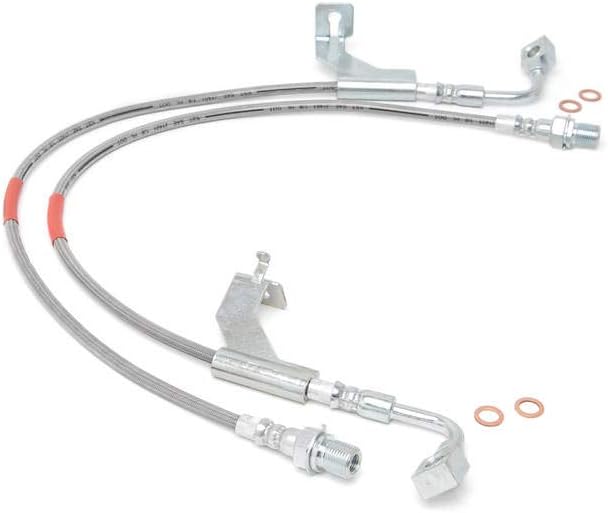 Linhas de freio dianteiras em aço inoxidável Rough Country para Chevy/GMC C10/K10 C15/K15 e Suburban 1987–1991 – Elevação de 10,16 a 15,24 cm