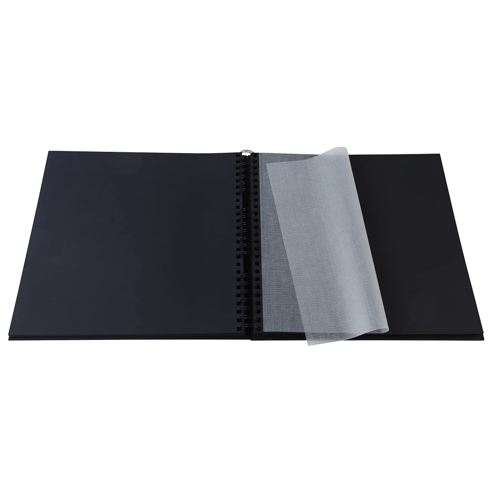 Exacompta - 16981E - Álbum de Fotos en Espiral ARAMY - 360 Fotos - 60 Páginas Negras - Tamaño 32 x 32 cm - Cubierta de Papel Efecto Textil Negro - Marcado Dorado - Certificado FSC®