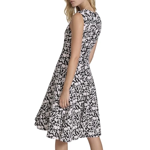 Image of Calvin Klein Women's Sleeveless Round Neck Knee Length Crepe A-line Dress