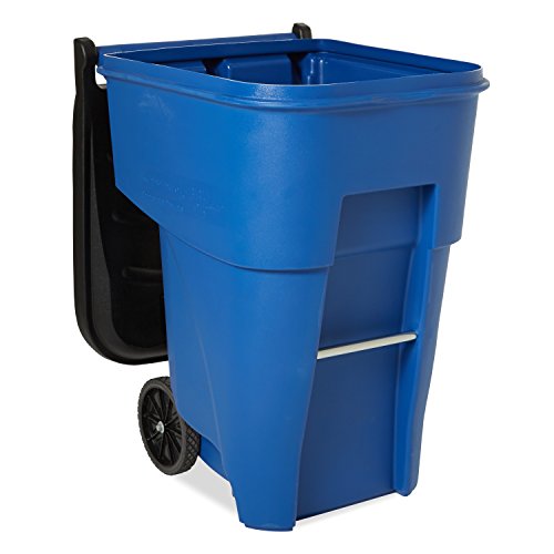 Image of Rubbermaid Commercial Products BRUTE Rollout Trash /Garbage Can /Bin with Wheels, 95 Gal, Blue, for Restaurants /Hospitals /Offices /Back of House /Warehouses /Home