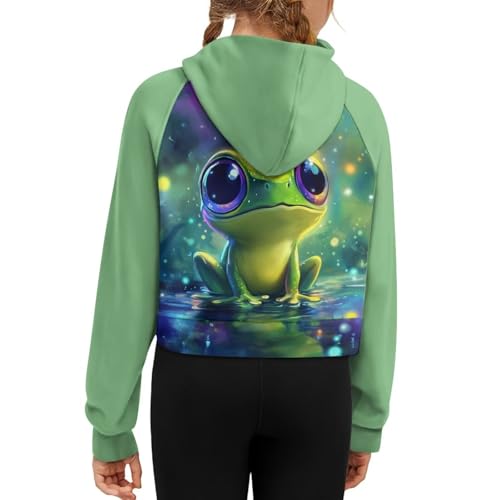 Girls Hoodies Half Zipper Pullover Graphic Sweatshirt for Kids Cute Clothes Teens Crop Tops with Pockets 5-143