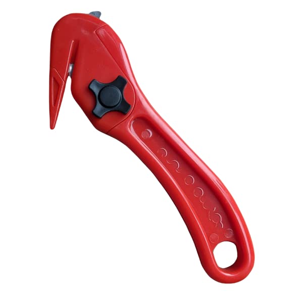 Safety Cutting Knife Box Opener Seat Belt Cutter Shrink Wrap, Tape Cutter Tool - HK521 Safety Box Cutters/Film Slitters - High Visibility Package Openers (10, RED)