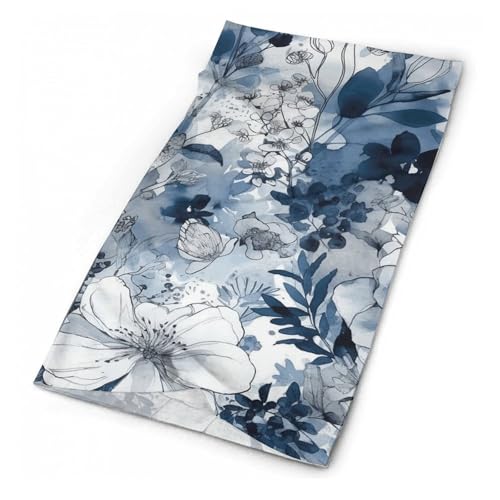 Aqua Blue Floral Pattern Face Mask para clima frío - Balaclava elástica para moto, ciclismo, esquí y más