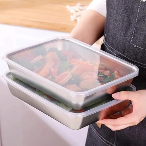 Image of Premium Stainless Steel Food Tray with Lid | Multipurpose Serving, Baking, Storage & Meal Prep Container for Kitchen & Home (3)