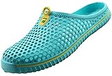  SAGUARO Clogs Atmungsaktiv Mesh Hausschuhe Sommer Hohl Latschen Gartenschuhe Freizeit Badeschuhe Strand Aqua Slippers Flach Sohle Pantoffeln Damen Herren,Blau,42 EU (Label size 43)