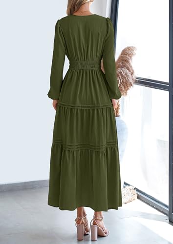 PRETTYGARDEN Women's 2025 Elegant Maxi Dresses Long Sleeve V Neck Flowy Pockets Casual Modest Dress Fall Fashion Clothes4