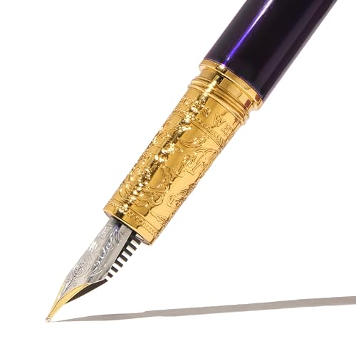 Image of Ferris Wheel Press , Bijou Fountain Pen, Moonbeam Meadows, Double Gold Plated, Sapphire Lacquer Finish, Two-Tone Steel Nib, Fine Nib