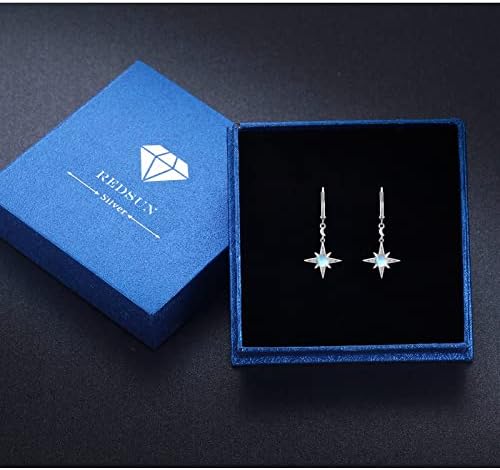 Moonstone Earrings Women 925 Sterling Silver Star Earrings Moonstone Drop Earrings Rainbow Moonstone Jewellery for Women Daughter Girls